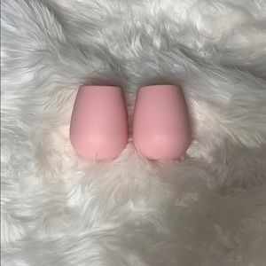 Set of Two Obeme Pink Silicone Wine Glasses